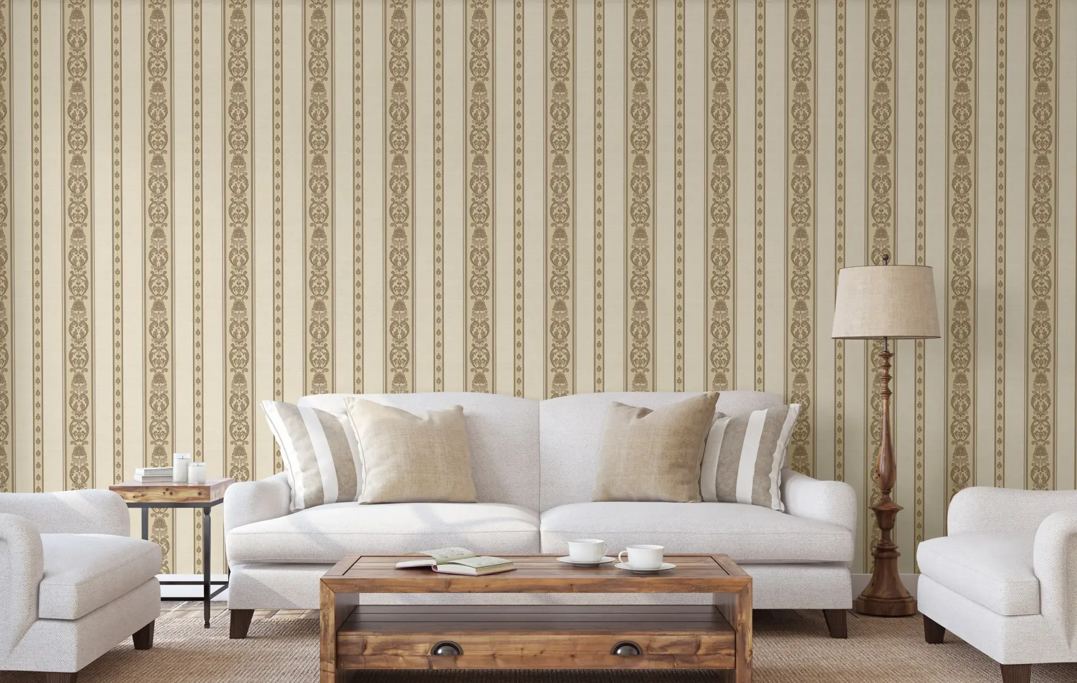 Cream Embossed Wallpaper – Dimensional Damask (6803-3)